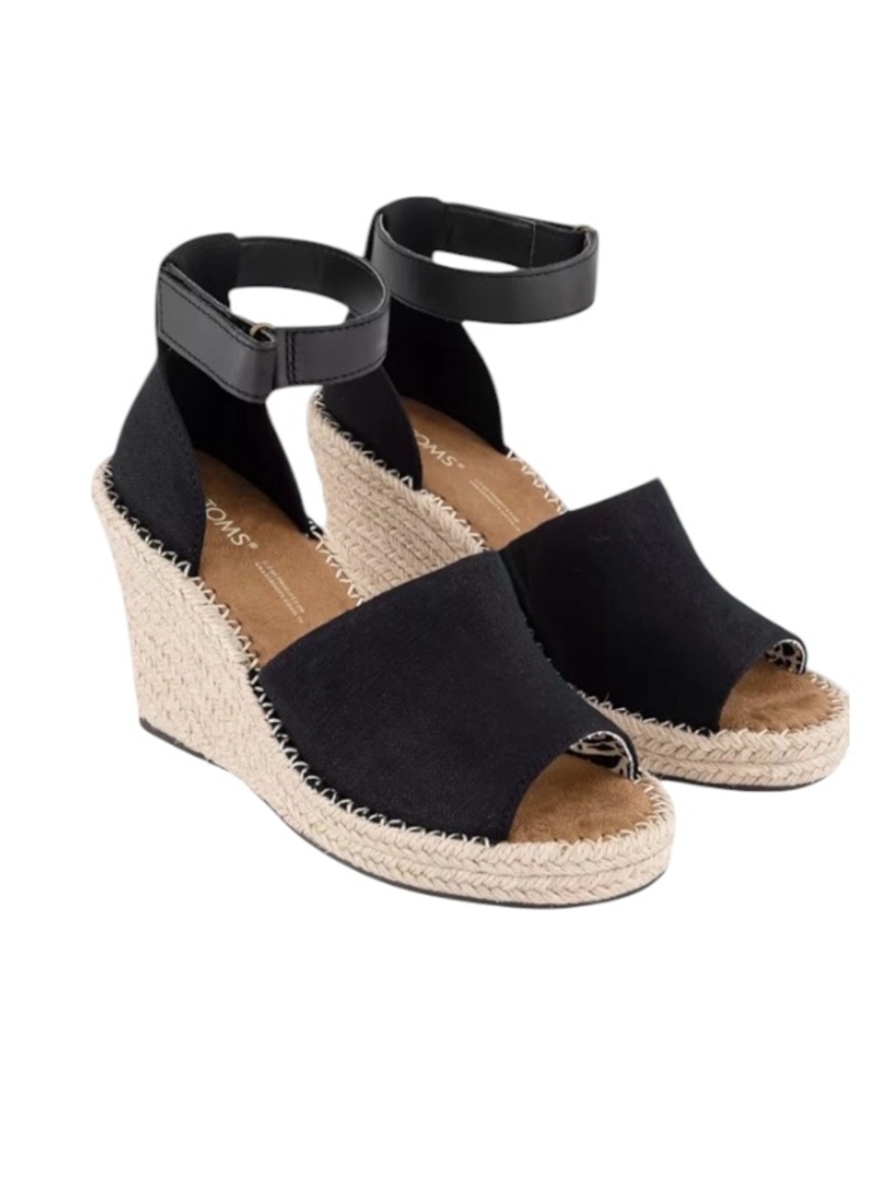 NWOT TOMS Marisol Wedge Espadrilles Black 
Size 6 M